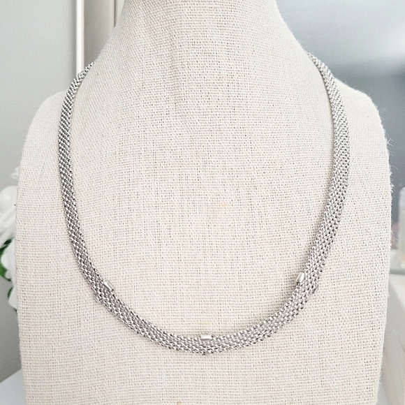 VINTAGE Designer Xoni diamond station popcorn design sterling silver necklace - Picture 6 of 10